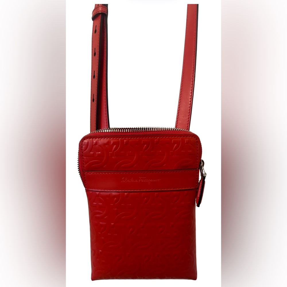 ❌SOLD❌ Salvatore Ferragamo Leather Unisex  Crossbody Bag Candy Apple Retail$695